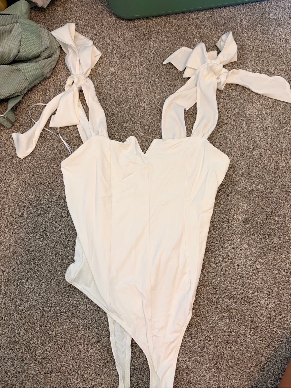 Girls' Cream Tie-Shoulder One-Piece